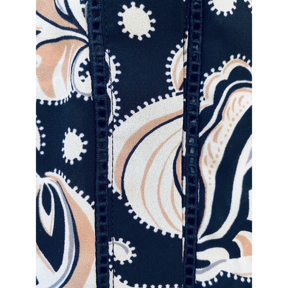 ANN TAYLOR Blouse Women’s Petite Small Navy Semi Sheer Sleeveless Paisley Print - Picture 11 of 11